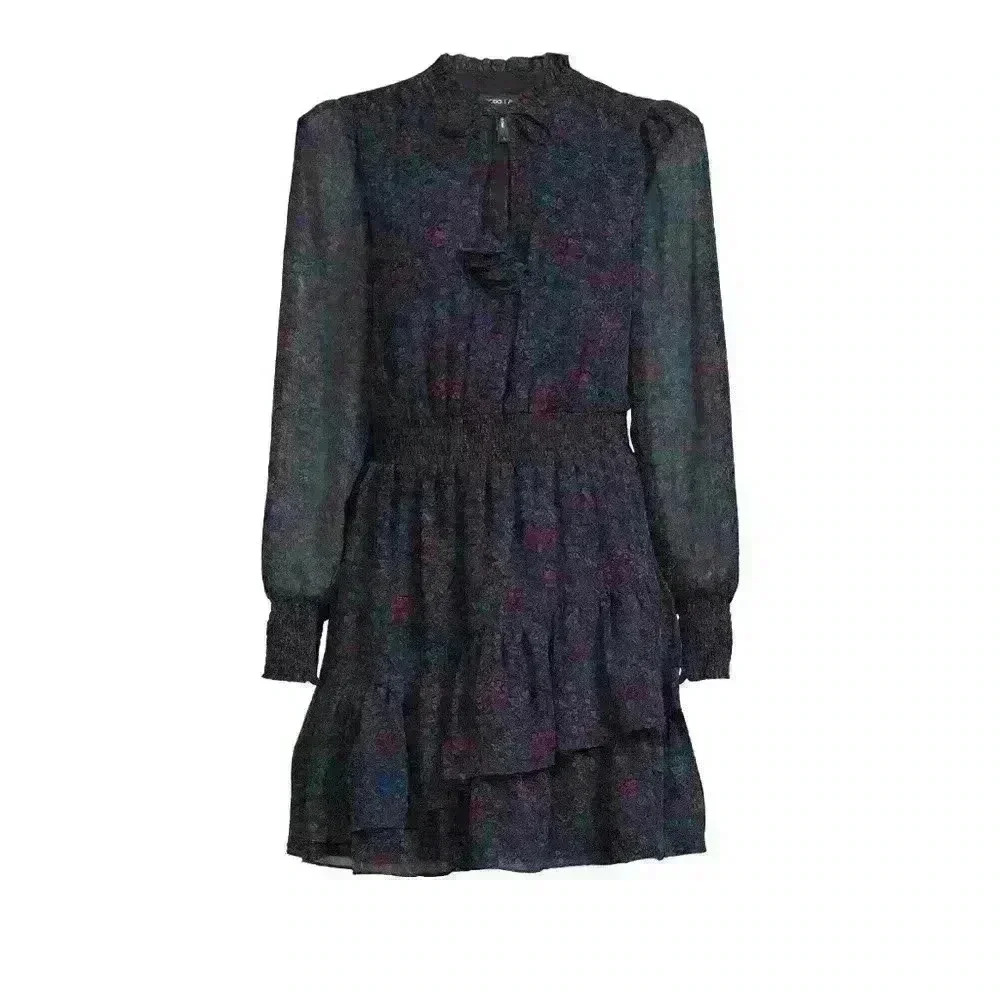 BCBG Paris Collared V-Neck Smocked Tiered Dress, Size XXL NWT - Picture 3 of 15